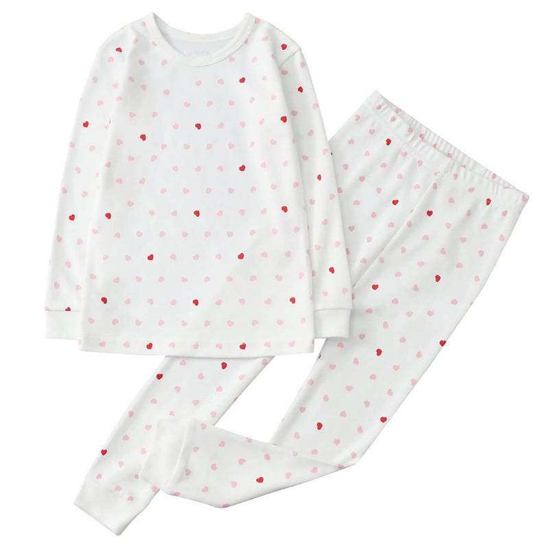Owlivia 100% Organic Cotton Baby Long Sleeve Pajama Sets, Toddler Boy Girl 2-Piece Sleepwear(3 Years, Pink Heart) - Image 1
